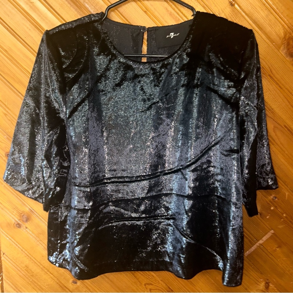 NWT 7 For All Mankind Black Velvet Women's Top